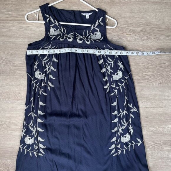 Sonoma Women's Embroidered Floral Casual‎ Short Dress Small Navy Sleeveless - Picture 6 of 7